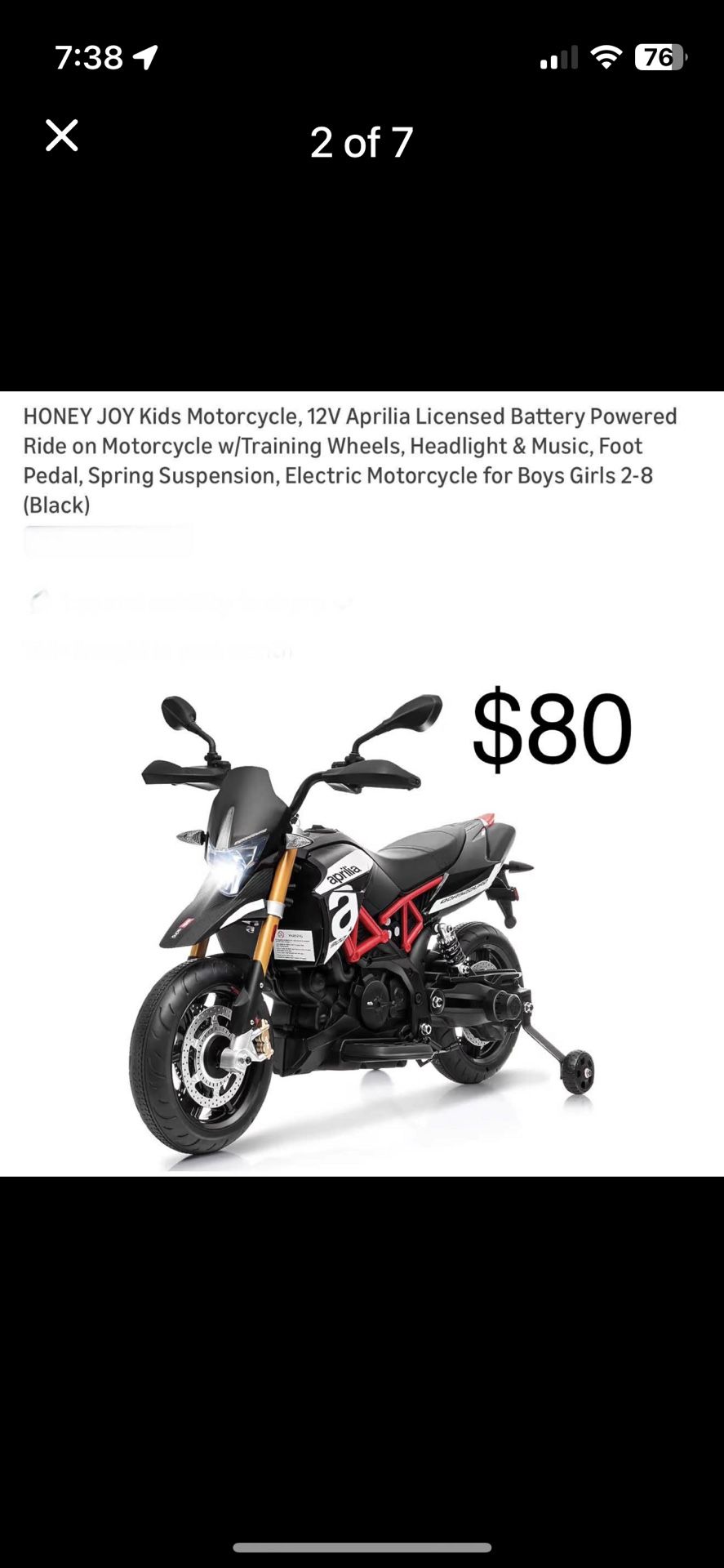 HONEY JOY Kids Motorcycle, 12V