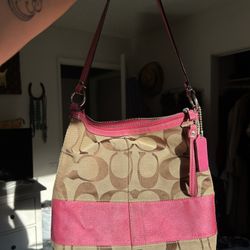 Coach signature hot pink shoulder bag