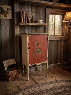 Antique Sheet Music Cabinet, record cabinet, side table, storage cabinet, Farmhouse decor, Music Stand, Accent Cabinet  Refinished and hand painted!  