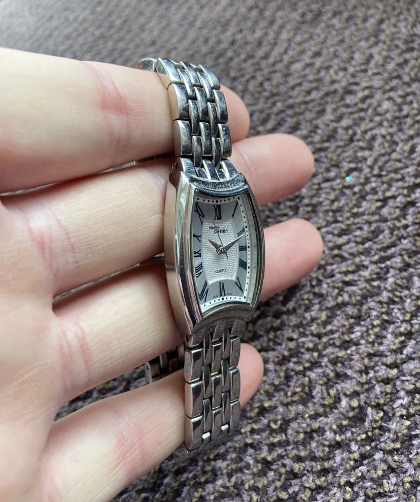 Steel By Designs QVC Watch Women Silver Tone Date Rectangle  display picture 1
