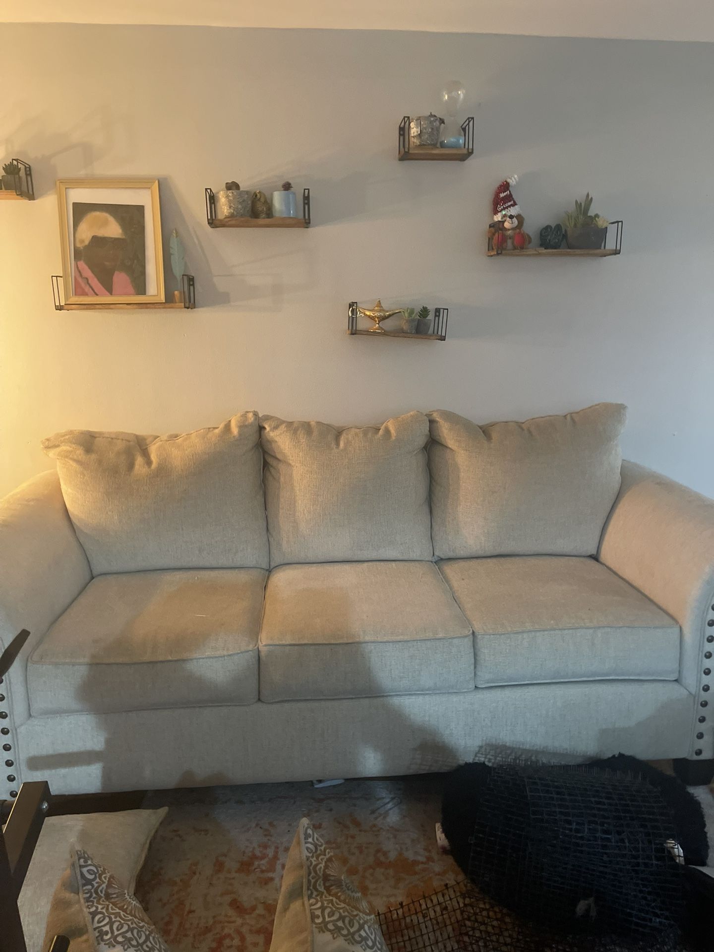 Love Seat And Couch Set with Decorative Pillows