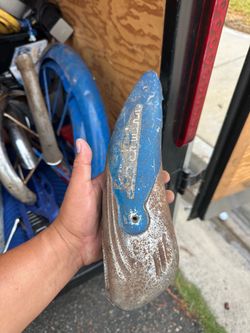 Vintage blue Schwinn, gas tank and fenders parts for bicycles
