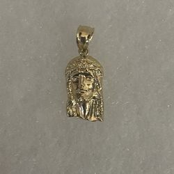 10k Real Gold Jesus Head Pendant Small