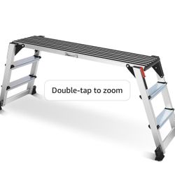Aluminum Work Platform, Folding Work Platform Two Step Ladder, 50"×12"×27" Heavy Duty Ladder 𝐋𝐚𝐫𝐠𝐞 𝐒𝐢𝐳𝐞 Step Stool for Home, Office, Workshop