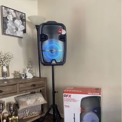 QFX 15" RECHARGEABLE BLUETOOTH SPEAKER WITH MICROPHONE + STAND LED Party Lights🔊🔊🎶🎶🎤 
