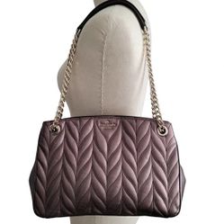 Kate Spade Briar Lane Med Quilted Convertible Shoulder Bag Metallic Oak Bronze
