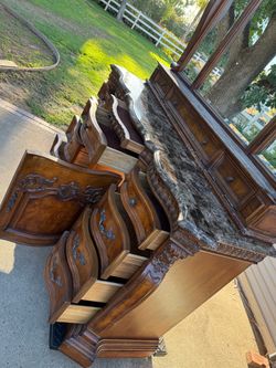 Ornate Wood Dresser with Marble Top