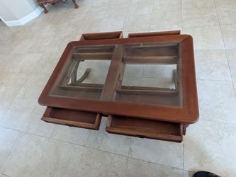 Wood Coffee Table w Drawers