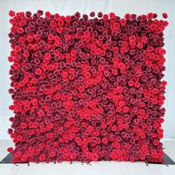 Custom 8*8ft Red Rose Artificial Flower Wall Wedding
