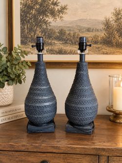 Pair of Dark Textured Table Lamp Bases