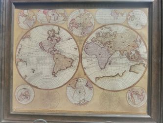 Framed Antique Style World Map Print