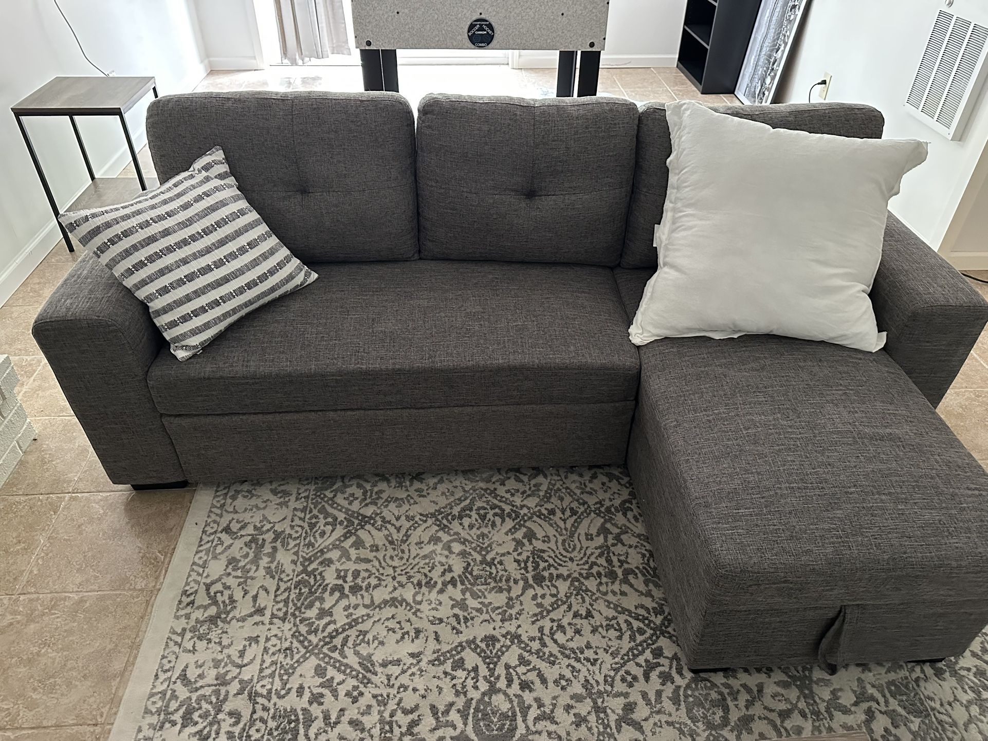 Grey Pullout Couch With Storage