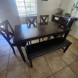 Dining Table, Chairs And Bench 