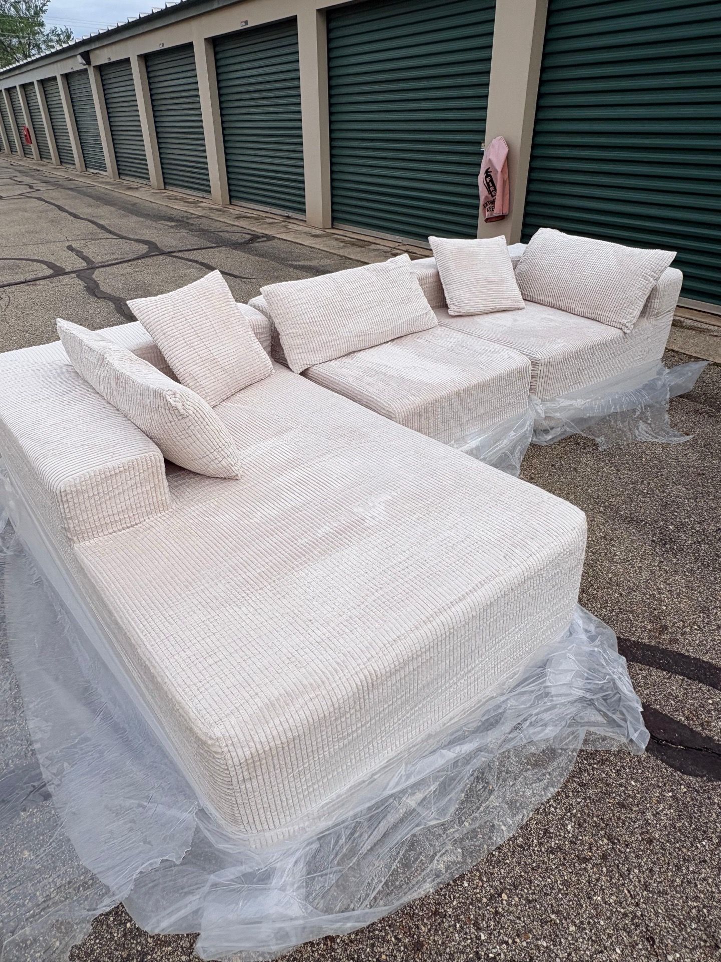 Beige 3-Piece "Boneless" Foam Sofa - Super Comfy!