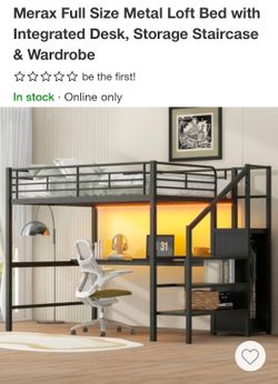 Full size loft bed with desk