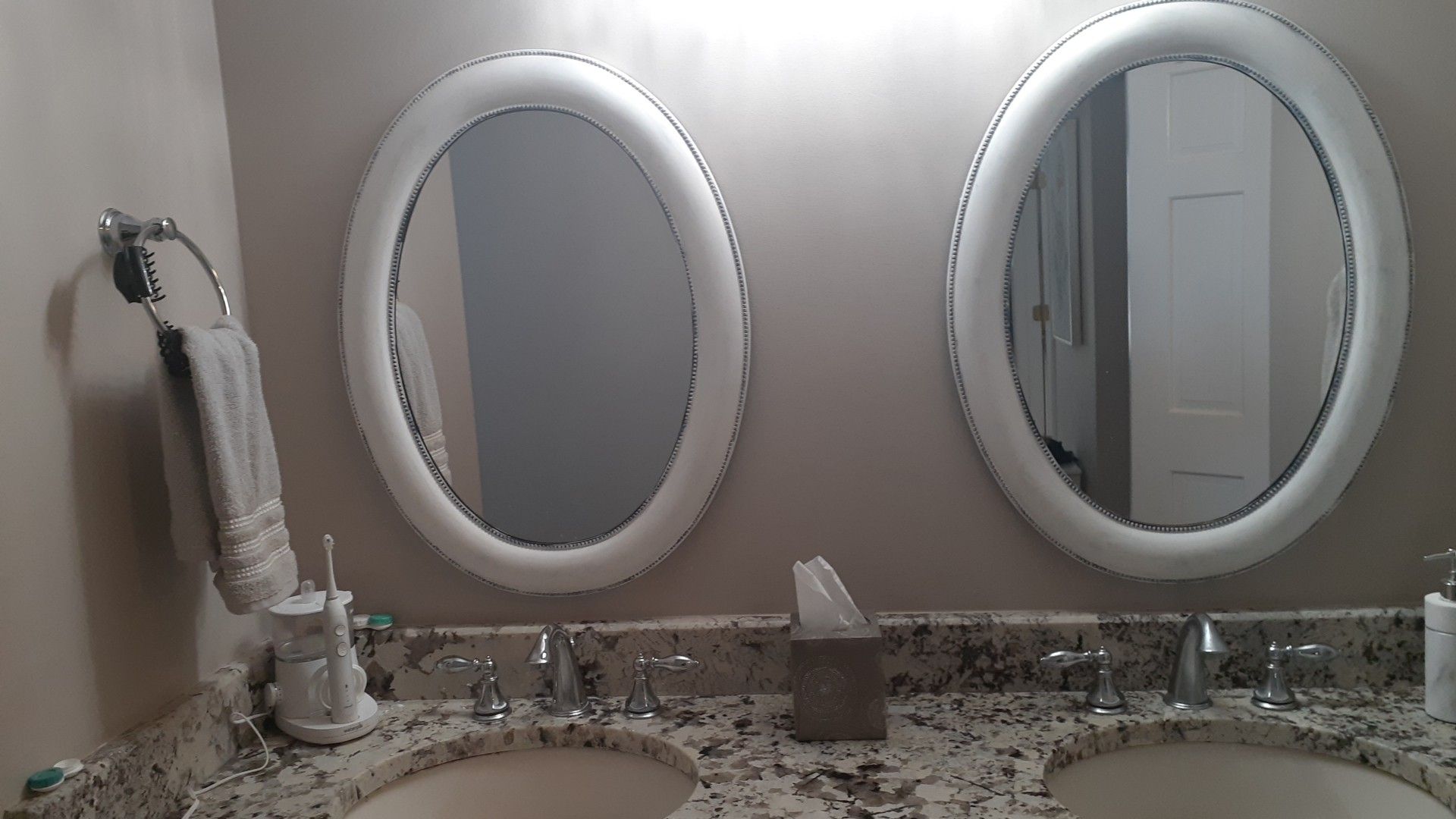 2 shabby chic oval mirrors