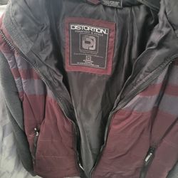 Medium Maroon And Gray Mens Jacket 