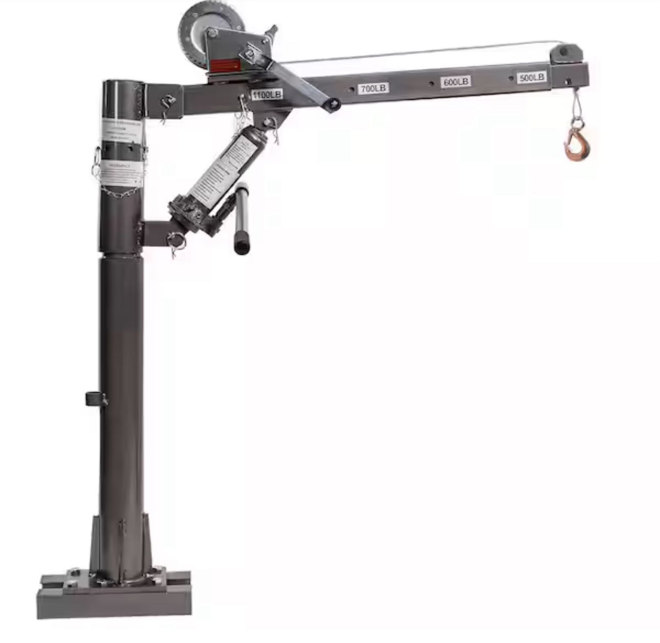  STARK USA 1100 lbs. Capacity 77 lbs. Hitch Class I Crane Hydraulic Hitch Lift Hoist with Hand Winch