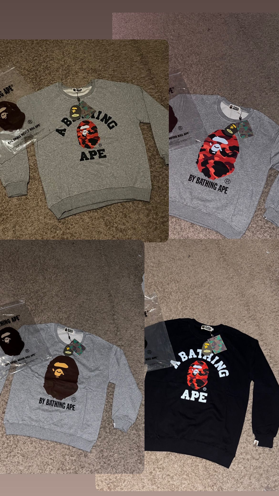Bape Crew Neck Sweaters