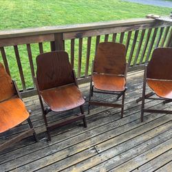 Four Antique Wood Folding Chairs