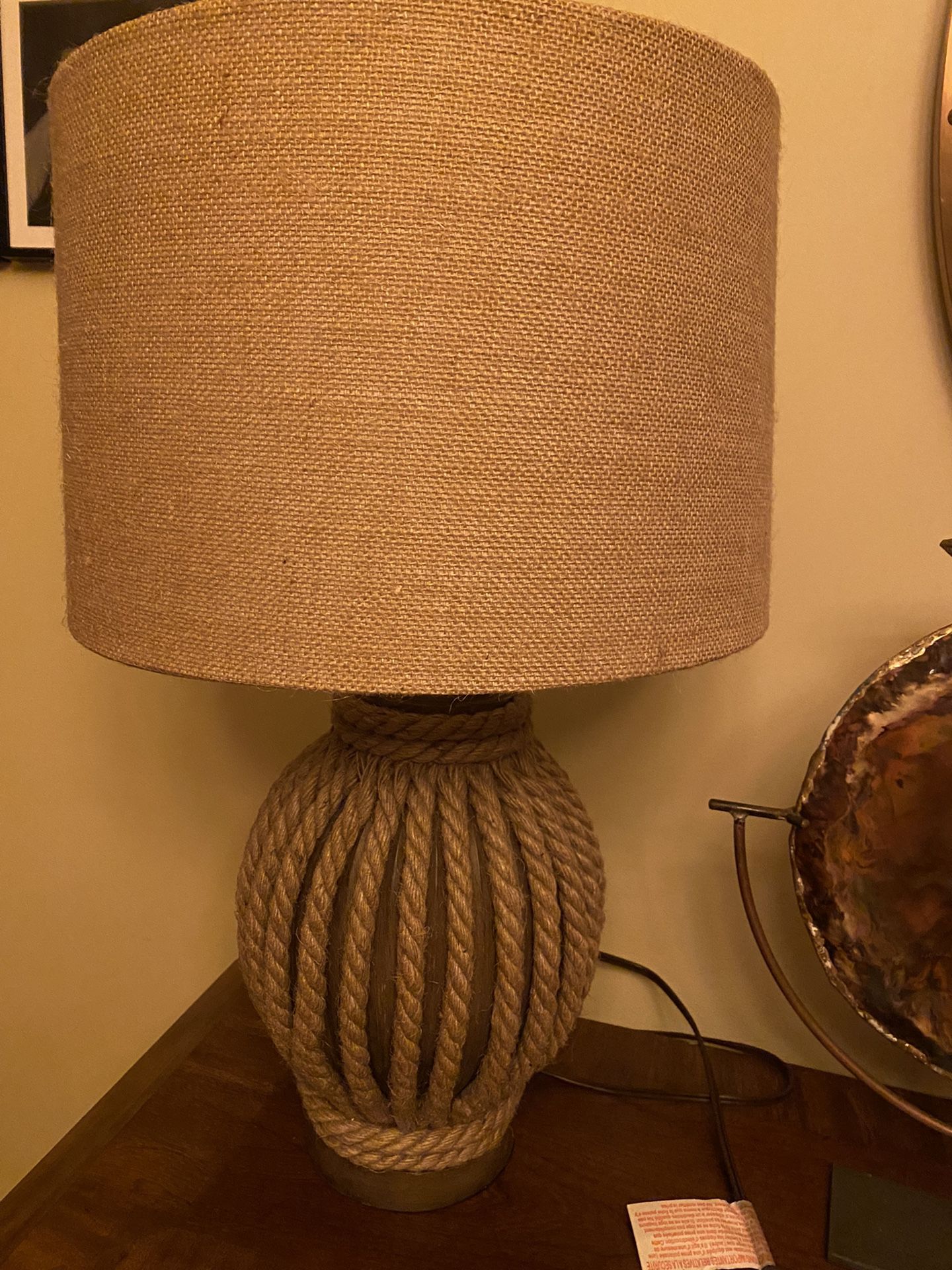 Two Rustic Rope Lamps