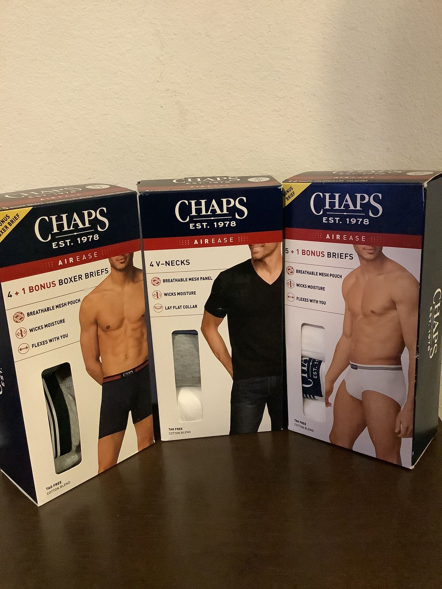 New Mens 3 Set Small Chaps Briefs/boxer Briefs/ V-neck Sets