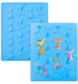 2 PCS 16 cavity Mermaid Tail Silicone Mold Fondant Candy Molds Chocolate Mold Soap Candle Molds