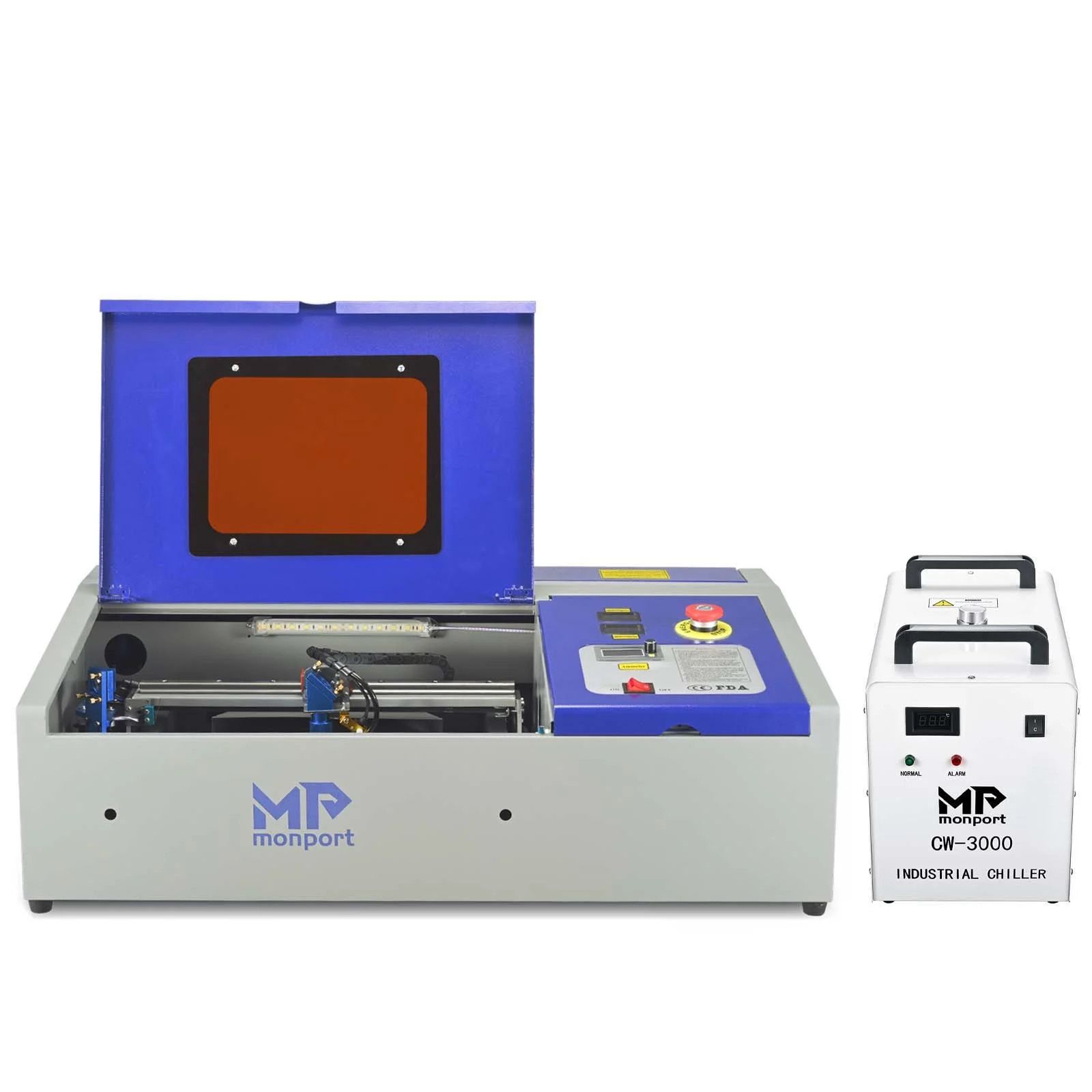 Monport K40 CO2 Laser Engraver with a CW3000 Chiller