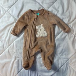 Baby Fleece Footed Sleeper with Bear Patch