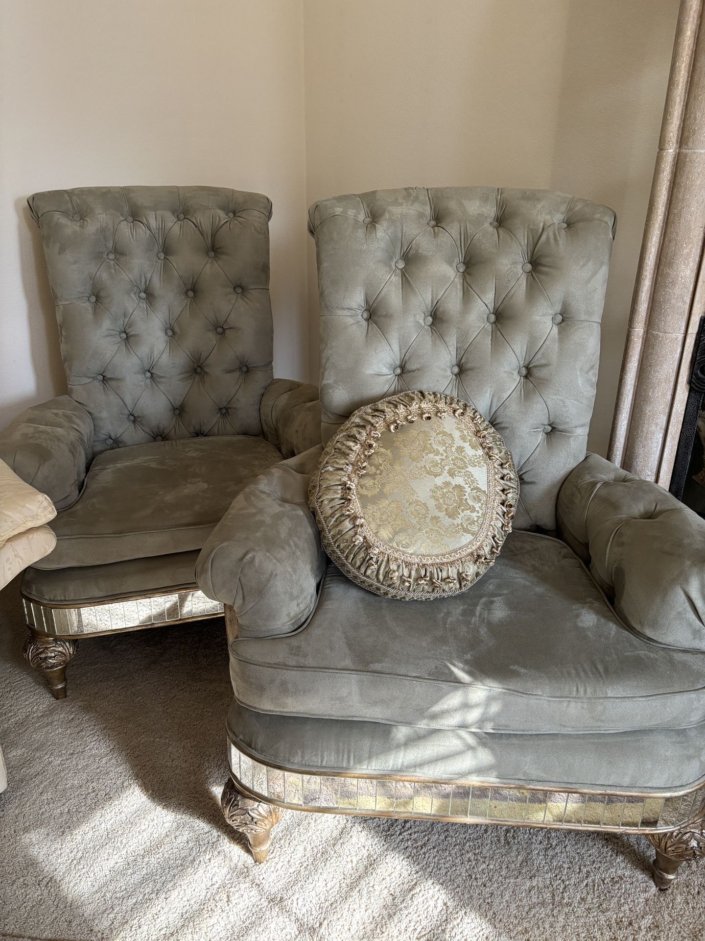 Large Vintage Chairs Accented with Mirrors