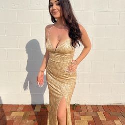 gold sparkly prom dress