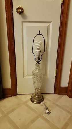 Lead Crystal and Brass Lamp