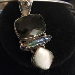 Huge 925 Multi Gemstone Pendant Necklace