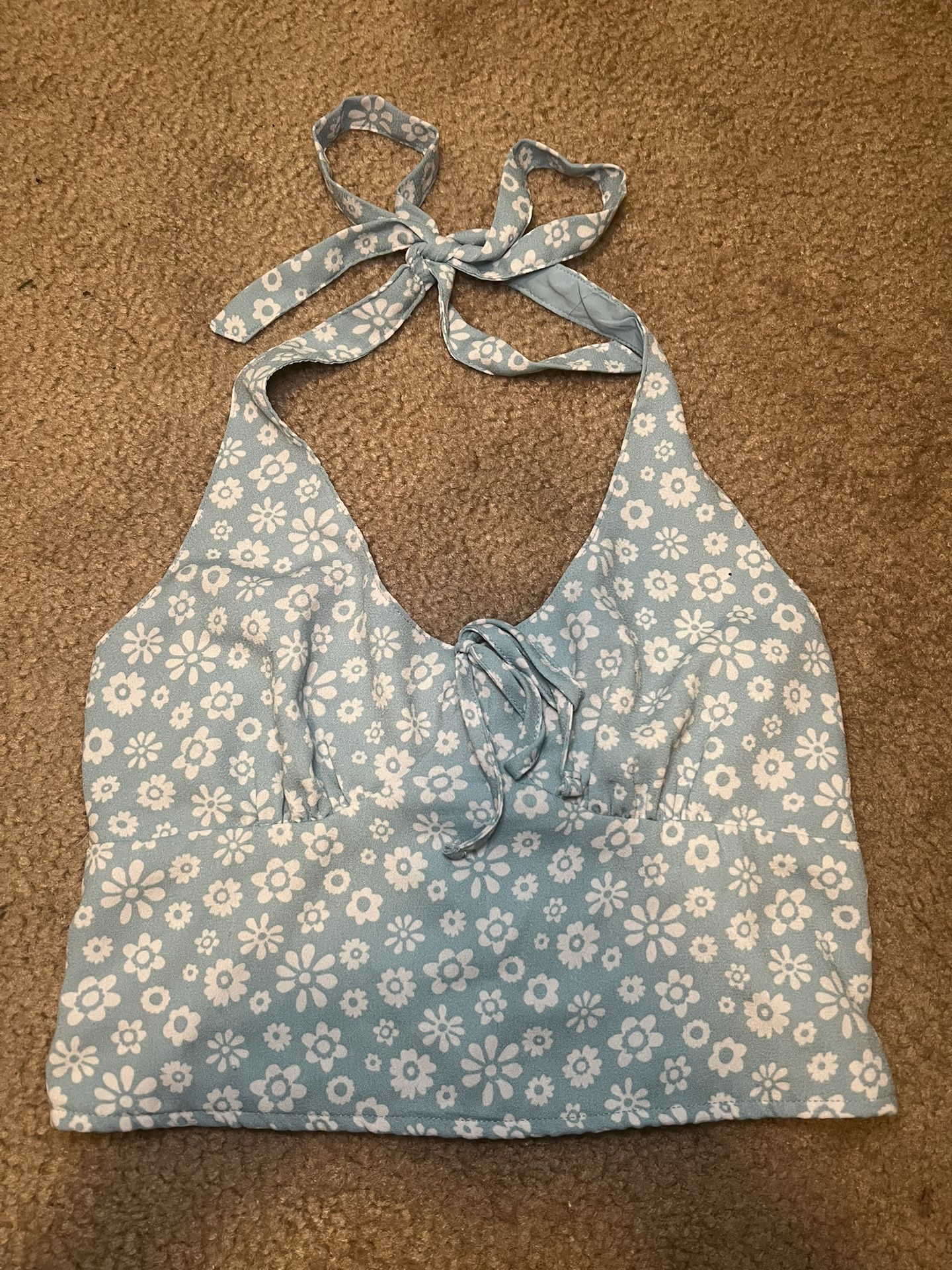 Hollister Floral Blue Halter Top Women’s Small