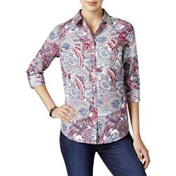 Charter club womens printed-casual button down-shirt Size 10