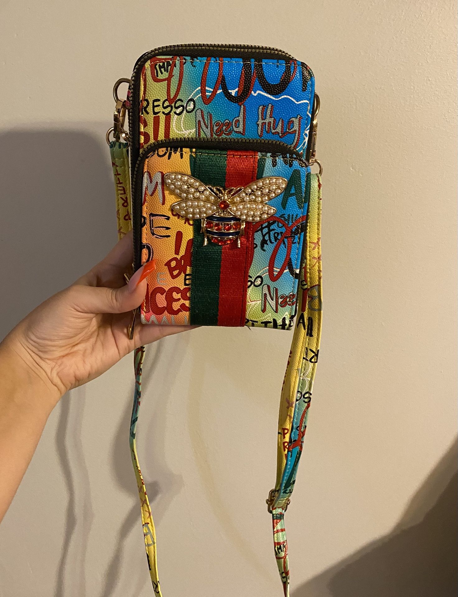Colorful/Multicolor Graffiti Print Purse 