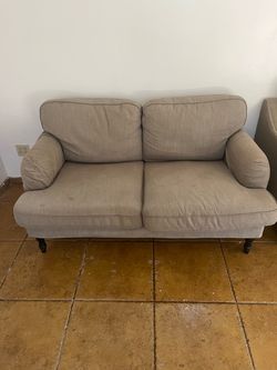 2 Beige loveseat couches