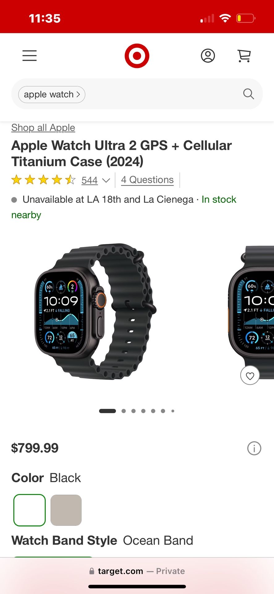 Apple Watch Ultra 2 49mm Black Ti Black Ocean Band
