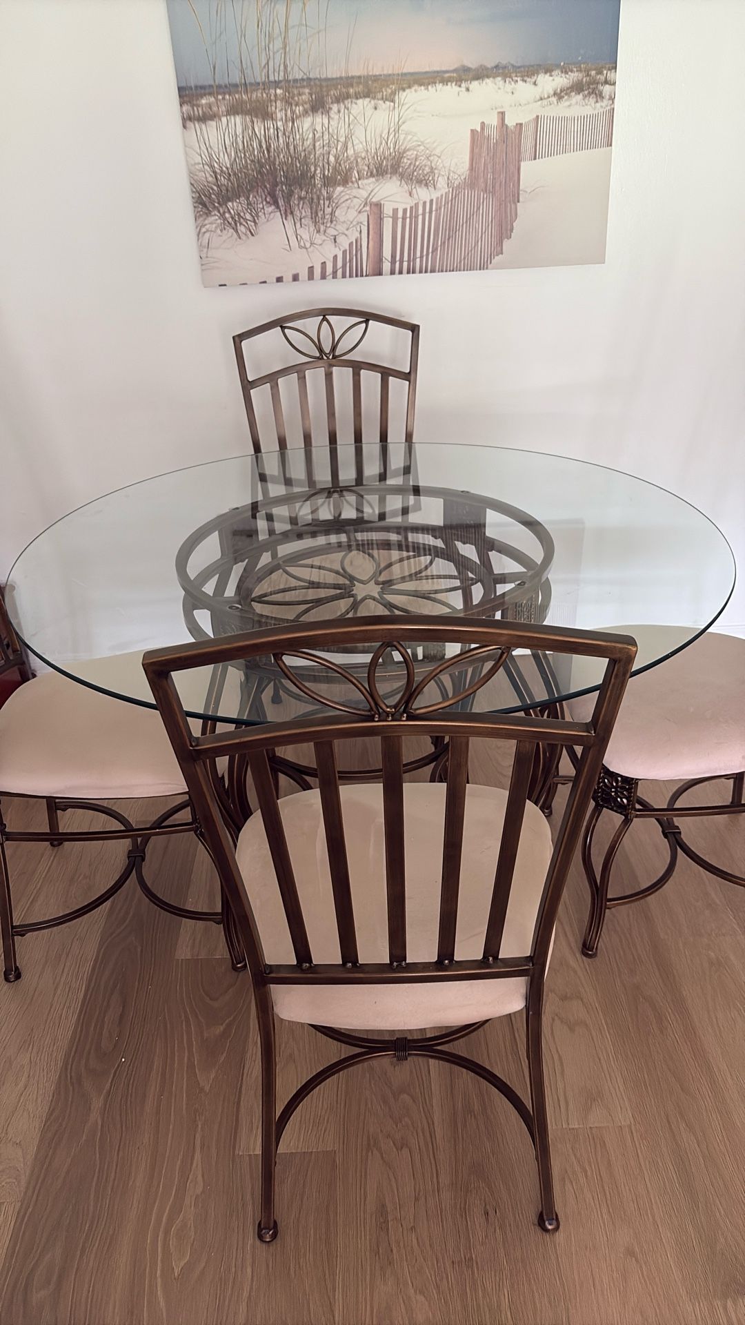 Glass Topped Table with 4 Chairs
