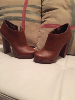 Cognac leather booties size 8