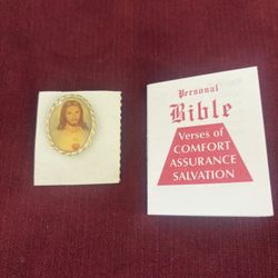 Vintage Jesus Christ Sacred Heart Brooch Pin and Mini Bible