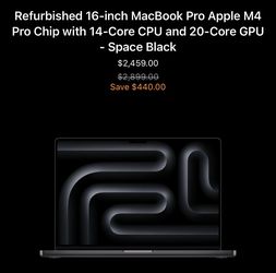 Macbook Pro 16inch M4 Pro 14Core Late2024Edition 48GBmemory NanoDisplay 1TBstorage