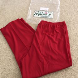 Habana Red Comfort Pants With Pockets - Womens 38P, NEW, Waist 20.5”, crotch knot to bottom 27”, outer length 39.5”