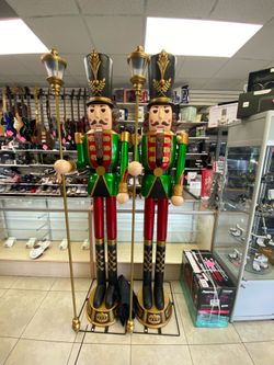 Pair 8 Ft Giant Animated Lantern Nutcracker Christmas Soldiers W/ LCD Eyes Cover