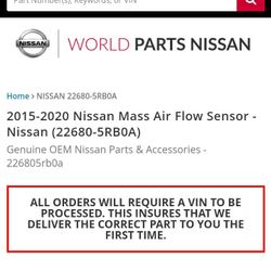 Nissan Mass Air Flow Sensor 2015-2020