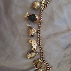 Gold Vintage Bracelet With Charms . 14k 18k And 10k Weight Is 50g!