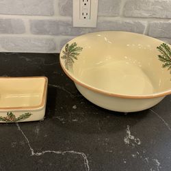 Furio Home Brand - Made In Italy-Mistletoe Holiday Party Large Bowl & Matching small dip trey - Simi