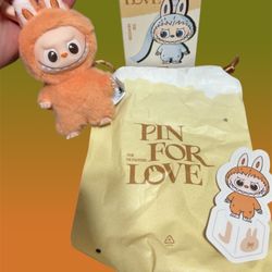 Labubu Pin for Love J Light Orange