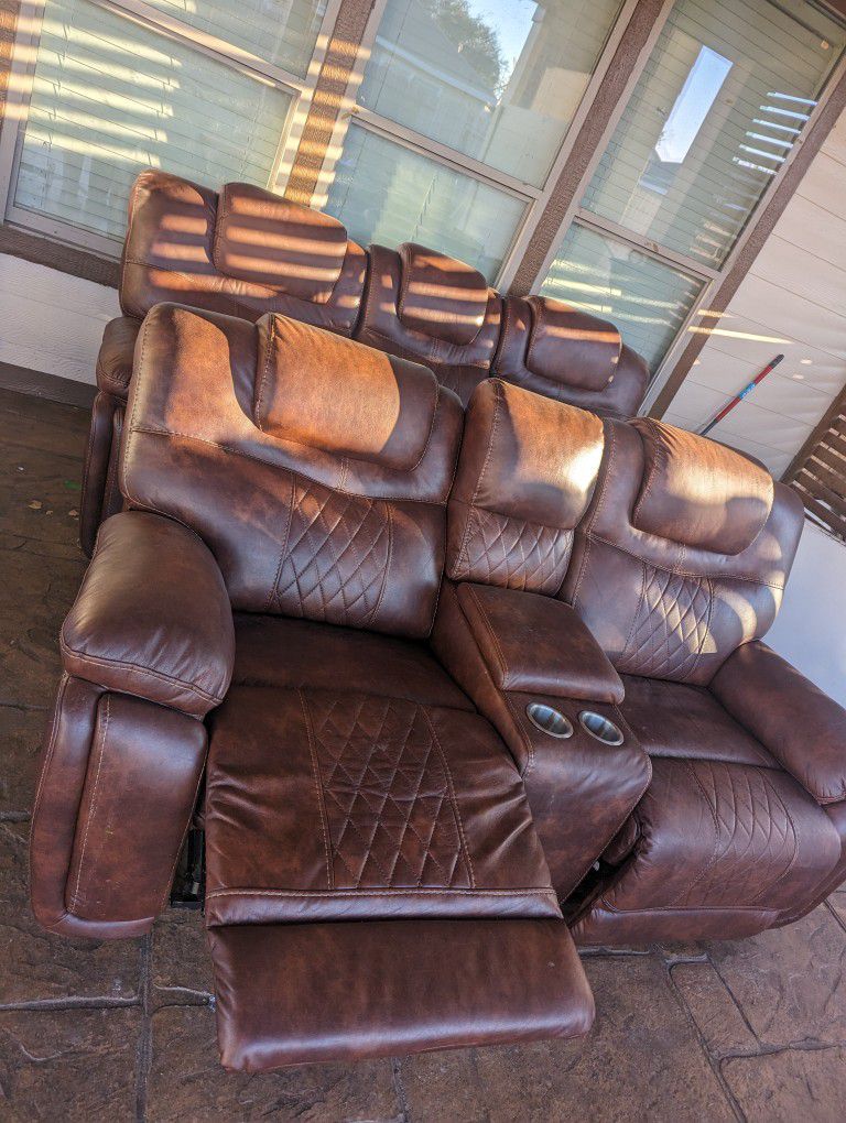 Sofas 3pc Leather Set Recliners 