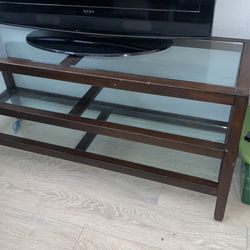 Wooden Table With Three Glass Shelves 
